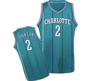 Men's Larry Johnson Charlotte Hornets Light Blue Throwback Jersey - Authentic