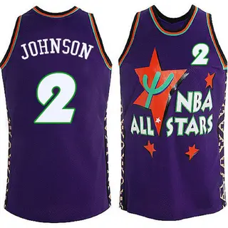 Men's Larry Johnson Charlotte Hornets Purple 1995 All Star Throwback Jersey - Authentic