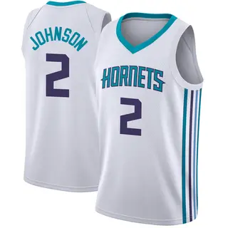 Men's Larry Johnson Charlotte Hornets White Jersey - Association Edition - Swingman