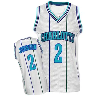 Men's Larry Johnson Charlotte Hornets White Throwback Jersey - Authentic